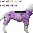 Micai Warm Dog Coat - 4 Legs Covered Waterproof Windproof Reflective Vest, Zippered Adjustable Outdoor Snow Jacket for Small Medium Large Dogs - Purple L (L (15inch Back))