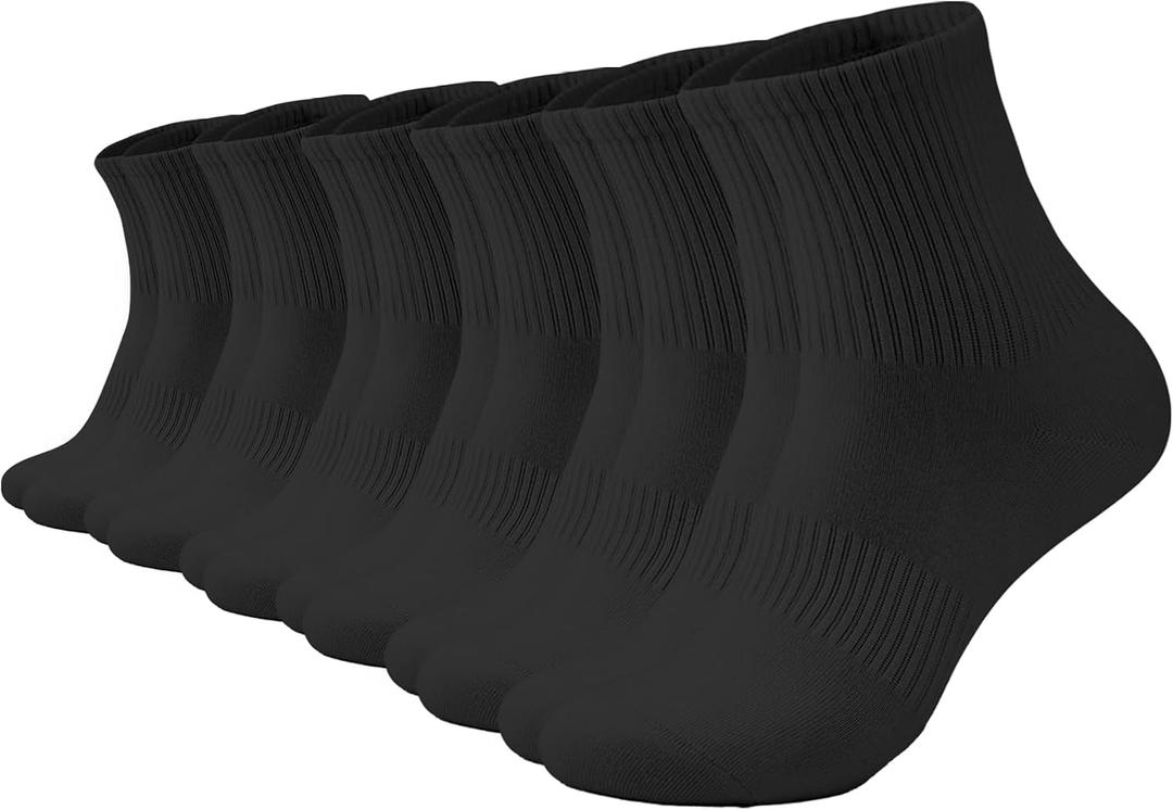 AugRing Women Crew Socks Casual Athletic Gym Running Cozy Cotton Calf Socks For Women 3-6 Pack Size 5-11 (Black, L)