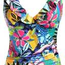 Yonique Women's Tankini Top Only Tummy Control Bathing Suit Top Ruffle Swimsuit Top V Neck Swim Tank Top No Bottom (X-Large)