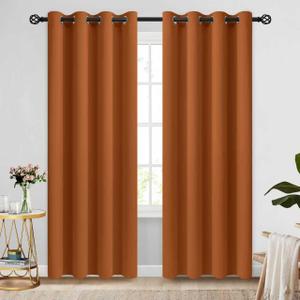 COSVIYA Grommet Blackout Room Darkening Brunt Orange Curtains 84 inch Length,Thick Polyester Light Blocking Insulated Thermal Curtain Drapes for Bedroom/Living Room,2 Panels,52x84 inches