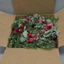 6 Pcs Mini Christmas Wreaths for Kitchen Cabinet, 7.87" Small Christmas Wreath with Ribbon Bows, Red Berry Norfolk Pine Candle Ring Holder for Table Centerpiece Window Chair Wall Decors