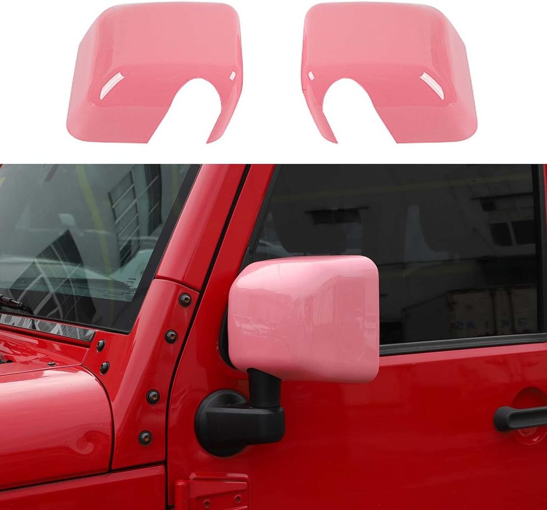 Side Mirror Covers,Rearview Mirrors Trim Decoration Kit 2Pcs for Jeep Wrangler 2007-2018 JK JKU(Pink)