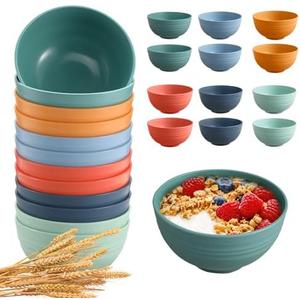 HEYCOME 11 Pcs Unbreakable Cereal Bowls Set, 26 Oz Wheat Straw Bowls Set, Microwave & Dishwasher Safe Rice Bowls for Kitchen, Reusable Plastic Bowls for Soup, Salad and Snack, BPA Free, Multicolor