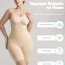 Bodysuit Shapewear for Women Seamless Body Shaper Tummy Control Snatched Waist Butt Lifter Sculpting Full Body Suit (XX-Large-3X-Large, Beige Mid Thigh)