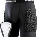 COOLOMG Youth Boys Sliding Shorts with Athletic Cup Compression Shorts for Baseball Football Lacrosse (Medium, Black)