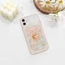 NITITOP Compatible with iPhone 11 Case with Card Holder Clear Cute Bow Ribbon for Women Girls Colorful Frame Soft TPU Wallet Shockproof Protective Cover - Light Pink