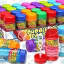 Cawiew 32 Pack Bubble Bottles Bulk for Kid (8 Colors), Bubbles Wand Attached to the Lid, Blow Bubble Solution Set with Gift Box for Child Party Favors Supplies, Outdoor Summer Toy, Birthday, Goody Bag Filler