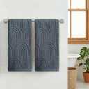 Artoid Mode 2 Pcs Grey 3D Arched Stripes Jacquard Hand Towels for Bathroom, 100% Cotton Soft Absorbent Bathroom Decor Towels, 13.7 x 29.5 Inch