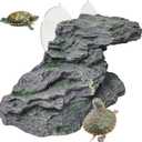 Turtle Basking Platform Reptile Climbing Shale Resin Step Ledge Stone Aquarium Ornament Rock Landscaping Decoration with Suction Cups for Frogs Newts Amphibians Lizard (Medium:8.2Lx3.3Wx3.1H)