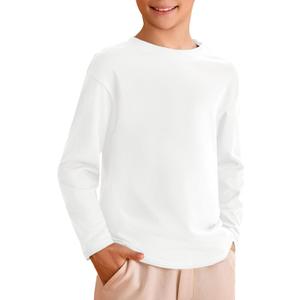 Haloumoning Kids Boys Long Sleeve Crewneck T-Shirts Tee Tops 5-14 Years (7-8 Years)