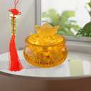 Qiandier Golden Treasure Basin Crystal Glass Figurine Chinese Decor for Home Office