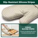 Beneno Kitchen Oven Mitts 2-Pack Heat Resistant to 500°F with Non-Slip Silicone Grip, Extra Long 14.3" Forearm Protection, Soft Quilted Cotton Terry Lining, Ideal for Cooking, Baking, Grilling, Beige