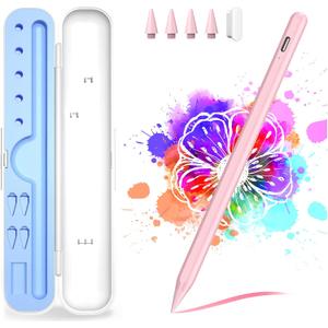 Stylus Pen for iPad A16/10th/9th Generation, 10Mins Fast Charge for Apple Pencil&iPad Pen, Compatible with iPad A16/10th/9th/8th/7th/6th/Pro 13''11''M4/12.9 inch/Air 11'' 13'' M3/M2/Mini 6/5, Pink