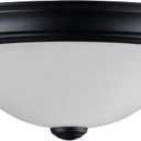 Aspen Creative 63014-3A, 2-Light Ceiling Flush Mount, Matte Black, Alabaster Glass, for Bedroom Hallway Kitchen Dining Room, 13-1/8'' Diameter, E-26 Socket
