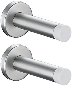 JQK Door Stopper, 304 Stainless Steel Thicken 1mm Sound Dampening Door Stop Bumper Wall Protetor 2 Pack, Brushed, DSB5-WN-P2