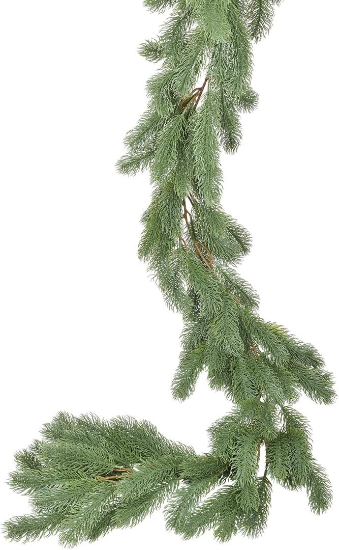 6Ft Christmas Pine Garland, Christmas Greenery Garland Realistic Spruce Artificial Pine Leaves for Holiday Mantel Fireplace Table Centerpiece Decor