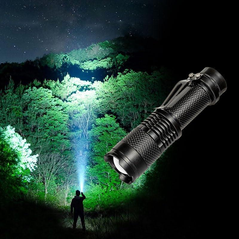 Portable Mini Flashlight with Clip, Battery Powered Pocket Flashlight, Handled Flash Lights for Home Outdoor Hiking Camping Travel,1 AA Batteries Inquired, Not Included, Black