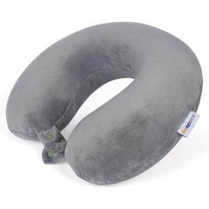 SAIREIDER Travel Pillows for Sleeping Airplane 100% Pure Memory Foam Neck Pillow for Airplanes Washable Cover(Grey)