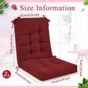 Juexica 4 Sets Outdoor Patio Chair Cushions Seat High Back Tufted Pillow Replacement Rocking Chair Cushions Pads for Patio Summer Seasonal Indoor Home Office (Ruby Red)