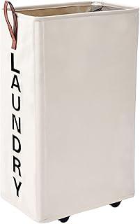 Large Rolling Laundry Hamper - Tall Narrow Basket With Wheels, Slim Clothes Bin