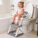 Potty Training Seat with Step Stool Ladder, Toddler Toilet Seat for Boys Girls, Adjustable 6 Heights Fits Round & Elongated Toilets, Anti-Slip Pads & Leak-Proof Guard