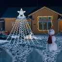 350 LED Christmas Decorations Star String Lights Waterproof Waterfall StarLights 8 Light Modes Remote & Timer,Waterproof Seasonal Lighting Decor for Home Xmas Tree Yard Wedding Party (Cool White)