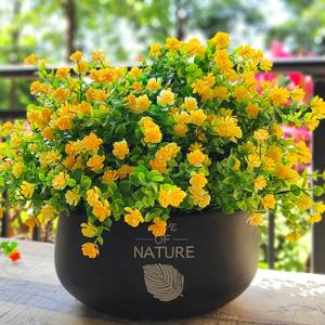 Grunyia 12 Bundles Artificial Flowers for Outdoors, UV Resistant Fake Flowers with Plastic Plants, Faux Flowers for Outside Window Box Front Porch Hanging Planter Decor (Yellow)