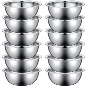 12 Pcs Stainless Steel Mixing Bowls Bulk, 8.66 x 3 Inch