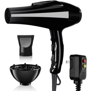 Hair Dryer, 3500 Watt Professional Salon Ionic Blow Dryer with AC Motor, 3 Heat Settings, 2 Speeds, Cool Shot Button, Tourmaline Ceramic, Concentrator & Diffuser Attachments, Black, 110V