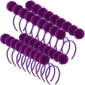 Censen Purple 18 Pcs Pom Pom Headband for Women Head Bopper Wrapped Headband Birthday Valentine's Day Party Headwear