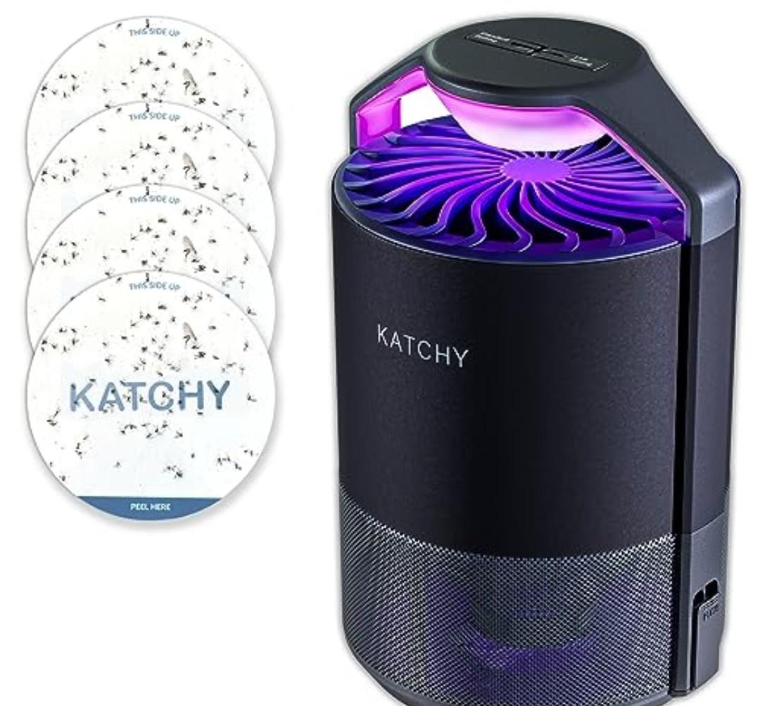 Katchy Indoor Insect Trap - Catcher & Killer for Mosquitos, Gnats, Moths, Fruit Flies - Non-Zapper Traps for Inside Your Home - Catch Insects Indoors with Suction, Bug Light & Sticky Glue (Black)