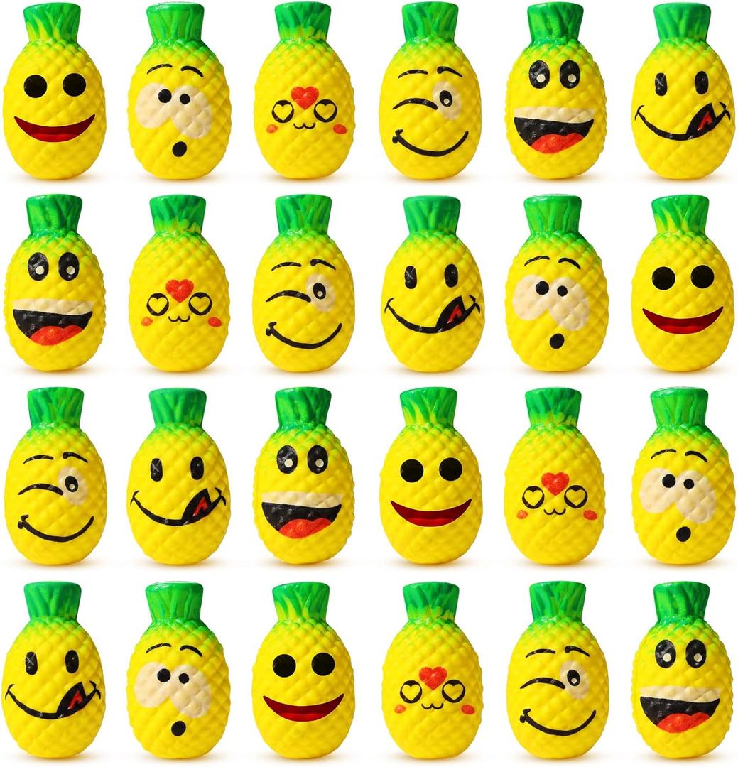 30 Pieces Pineapple Stress Ball Smile Fruit Stress Ball with Emotions Toy Pineapple Fidget Toys Party Favors for Adults Teens Finger Exercise Anxiety Relief Party Supplies
