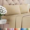 King Size 4 Piece Sheet Set - Comfy Breathable & Cooling Bed Sheets Set - Hotel Luxury Bedding for Women, Men, Kids, Teens, Boys & Girls - Deep Pockets, Soft & Wrinkle Free - Tan (Heathered Sheets)