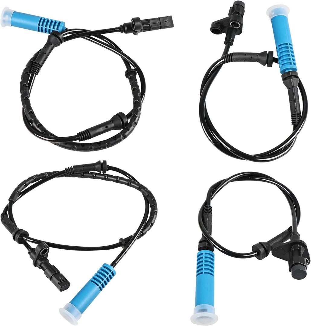 4 Pcs ABS Wheel Speed Sensors Compatible with BMW 525i 528i 530i 540i M5, Front and Rear abs Sensors, Replacement for 34526756375, 34526756376