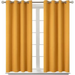 BGment Room Darkening Curtains 45 Inches Long - Grommet Thermal Insulated Drapes Window Treatment Curtains for Bedroom, 2 Panels, 52 x 45 Inch, Mustard Yellow