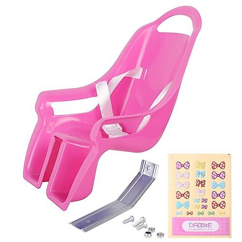 DRBIKE Doll Bike Seat for Girls Bike Attachment with Decorate Yourself Decals, Fits American Girl Dolls and 12"-18" Dolls and Stuffed Animals for Most Kids Bike Accessories Pink