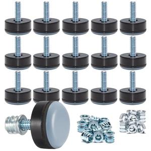 NEWBYTEK ​1/4-20 Leveling Feet - PTFE (Teflon) Bottom(1 inch Base), Smooth Gliding Base for Furniture Protection, Adjustable Furniture Leveler for Tables, Chairs, Legs (16 Pack)