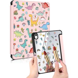 Buleens for iPad A16 Case/10th Generation Case - 10.9 Inch 2022 Trifold Tablet Case with Pen Holder for Women Girly Cute Aesthetic Auto Wake/Sleep Funda for iPad 11 Inch 2025, PK Dinosaur