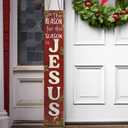 Christmas The Reason For The Season Is Jesus Porch Board Sign Wooden Religious Vertical Sign Christmas Welcome Decor for Front Door Porch Leaner Patio Wall Indoor Outdoor Farmhouse Rustic