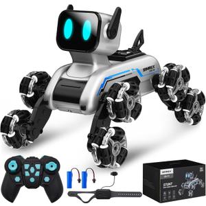 SIMREX Robot Dog RC Stunt Car Toys - Gesture Sensing Remote Control car with Mecanum Wheels, LED Eyes, 3 Sound Effects, Birthday Gift for Kids Boys Girls