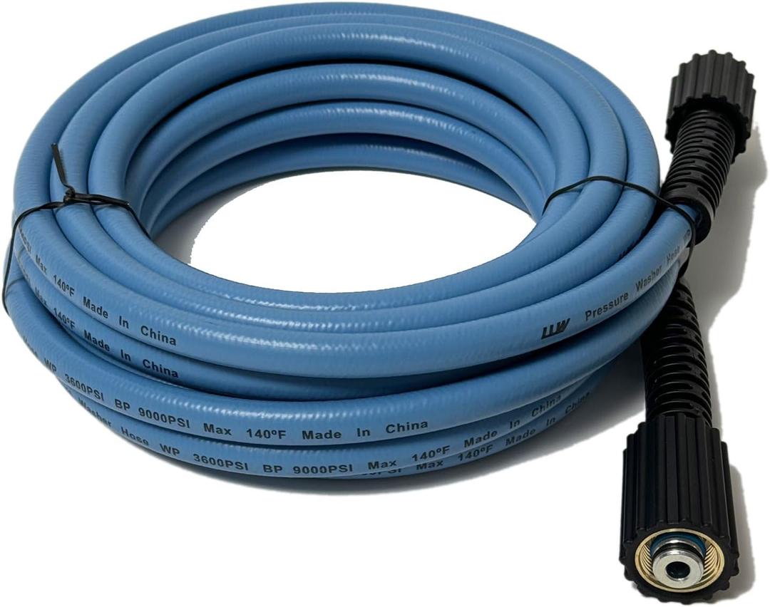 LULUW 25FT 1/4-inch High Pressure Washer Hose,3600PSI M22 14mm Replacement Power Washer Hose for Most Brands, Blue