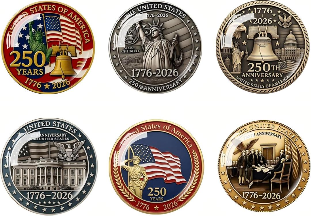 6Pcs 1.4 Happy 250th Birthday America Refrigerator Magnets, 1776 2026 Anniversary Crystal Glass Magnetic Refrigerator Stickers, Patriots Day Independence Day Home Office Classroom Decorative Stickers