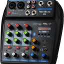 DJ Audio Mixer, DJ Mixers 4 Channel Sound Board with Bluetooth, NEW BAXS Sound Mixer Board XLR/1/4" Interface, USB/MP3 Computer Input 48V Phantom Power Stereo DJ Studio Streaming KTV Stage