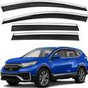 Shatterproof Tape-On Rain Guards for Honda CR-V 2017-2022 with Stainless Steel Chrome Trim, Out-Channel Window Deflectors Vent Window Visors Rain Sun Wind Guards Shade Deflectors, 4 pcs