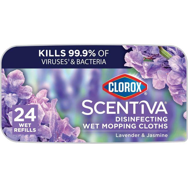 Clorox Scentiva Disinfecting Wet Mopping Cloths - Lavender & Jasmine - 24ct: Compatible With Swiffer Mops, Bleach-Free, Ideal for Linoleum