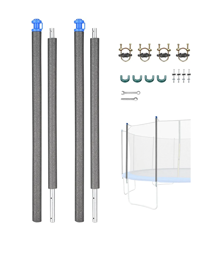 AW Universal Trampoline Replacement Enclosure Poles Accessories with Clamp and Hardware Fits Straight Pole Trampoline