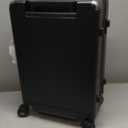 LEVEL8 Zipperless Carry On Suitcase Airline Approved with Aluminum Frame, Hard Shell Luggage with Spinner Wheels, Metal Travel Luggage with Double Tsa Locks, 20 Inch, Black