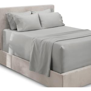 Hearth & Harbor Extra Deep Pocket King Size Sets - Fits Mattress 18-24 Inches Deep - Extra Deep Pocket Sheets - 6 Piece King Size - King - Silver Sheets