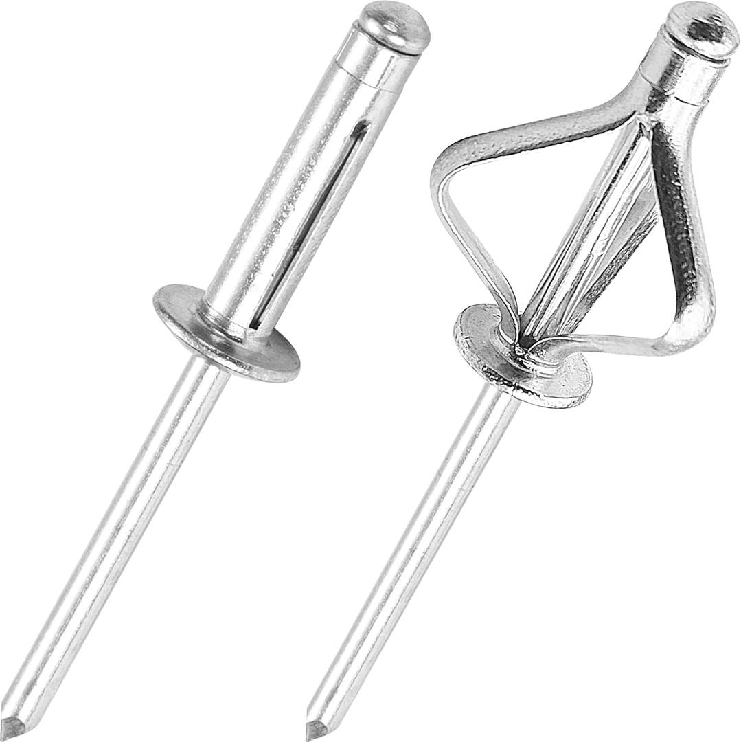 50Pcs Tri-Fold Aluminum Blind Rivets,Tri Grip Exploding Assortment Bulb Style Pop Rivets for Automotive, Soft or Plastic Materials (Silver, 1/4"x1-3/8")