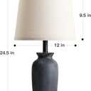 CINSARY 24.5" Farmhouse Jar Ceramic Table Lamps, Vintage Rustic Bedside Nightstand Lamps with LED Bulb,Black Farmhouse Table Lamps for Living Room End Table Bedroom Country Cottage Decor Black-1Pack